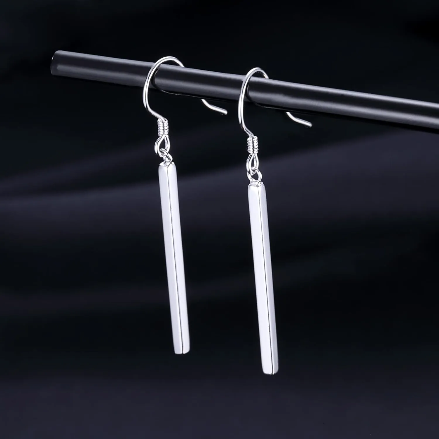 SLUYNZ Solid 925 Sterling Silver Minimalist 2CM/3CM Bar Drop Earrings for Women Teens Vertical Bar Dangle Earrings