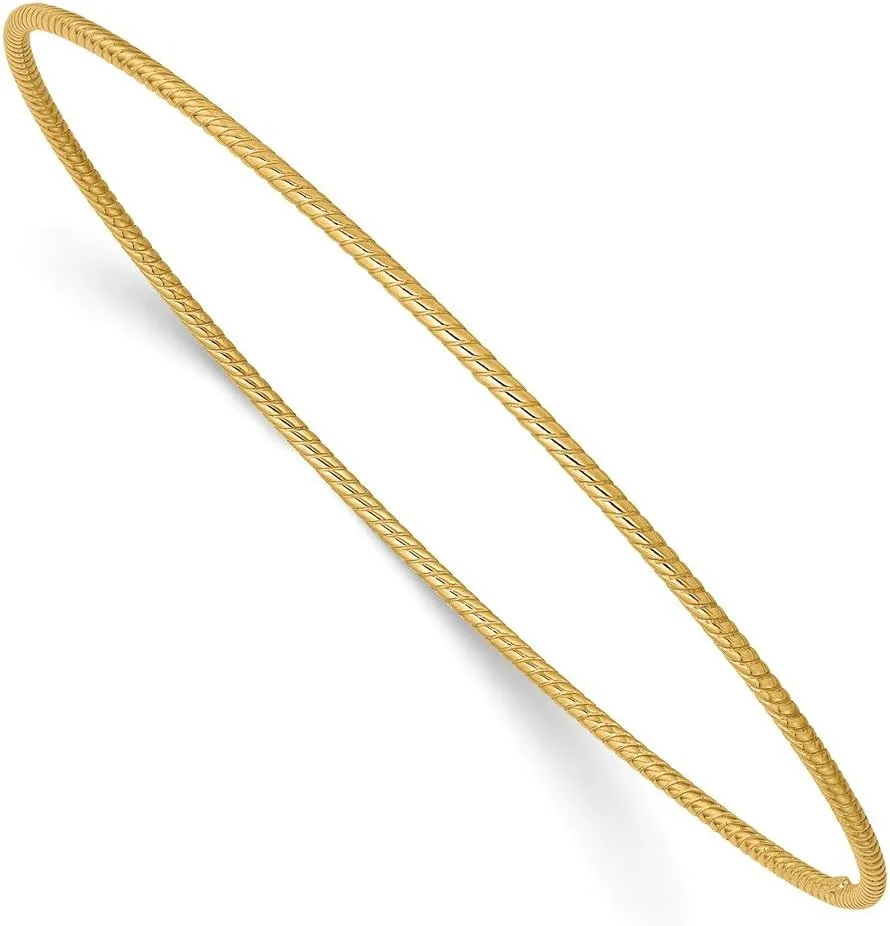 Sonia Jewels 14k Yellow Gold 1.5mm Twist Slip-on Bangle Cuff Bracelet
