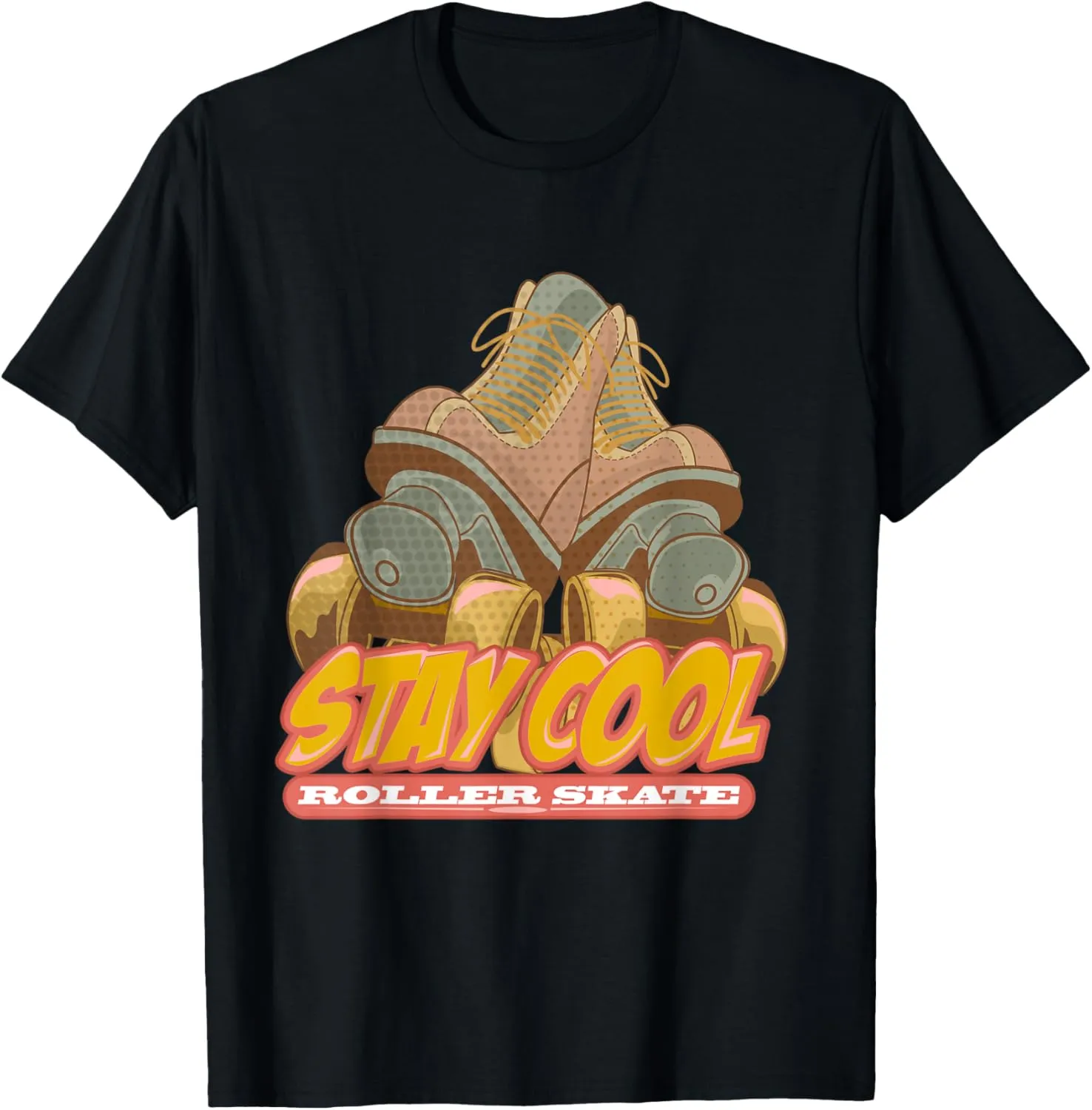 Stay Cool Roller Skate Shoes Distorted Pastel Skateboarding T-Shirt