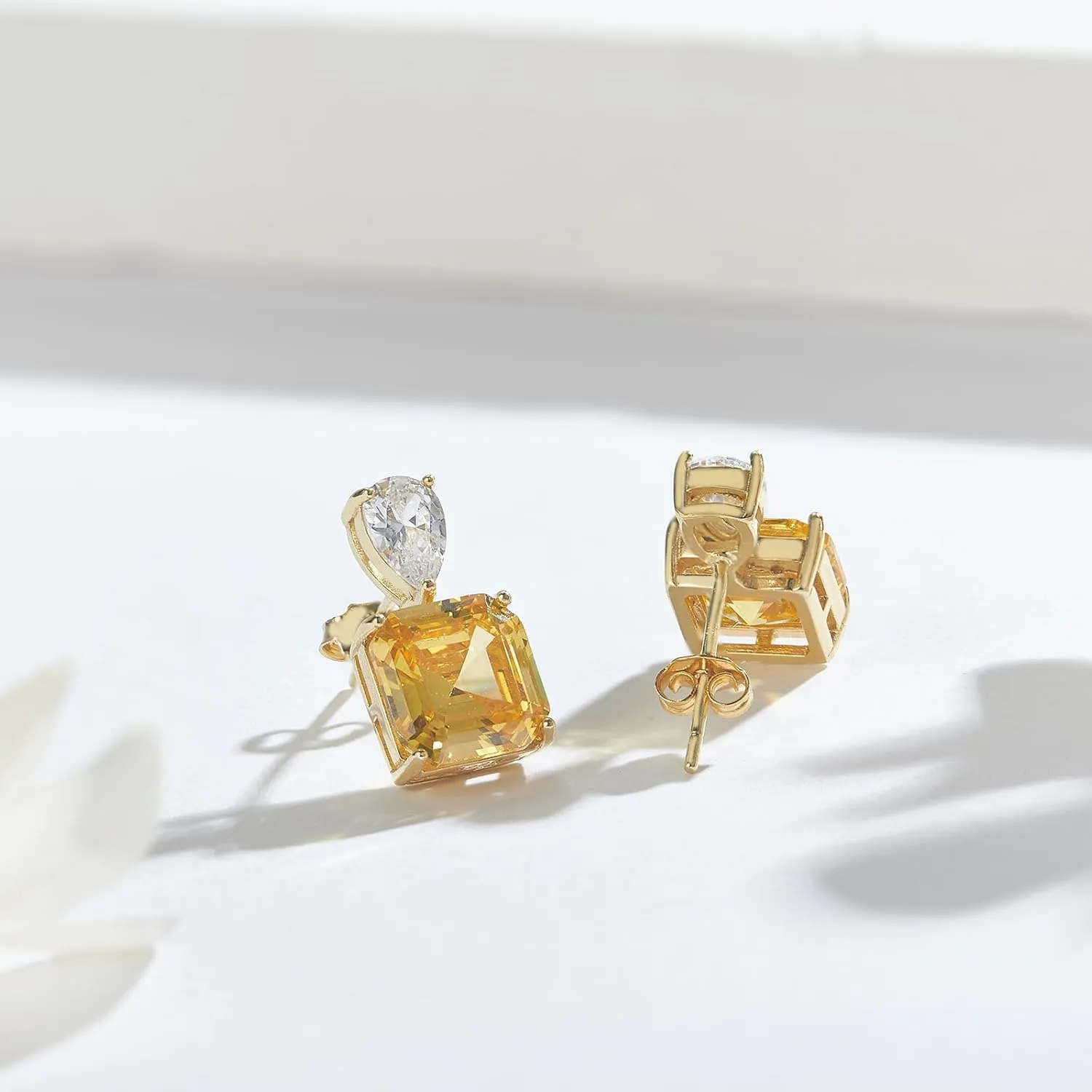 Sterling Silver Dangle Earrings for Women, Pear/Princess Cut Lab Simulation Diamond 5A Cubic Zirconia Dangle Drop Earrings Hypoallergenic Jewerly Gifts