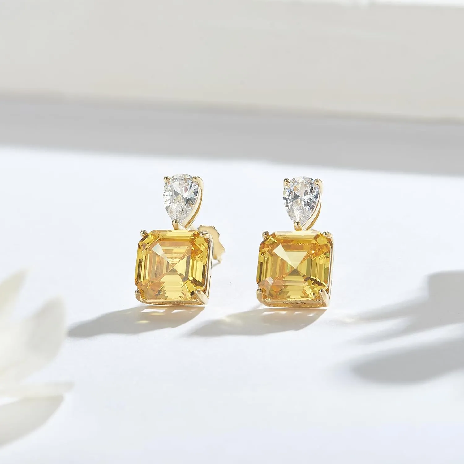 Sterling Silver Dangle Earrings for Women, Pear/Princess Cut Lab Simulation Diamond 5A Cubic Zirconia Dangle Drop Earrings Hypoallergenic Jewerly Gifts