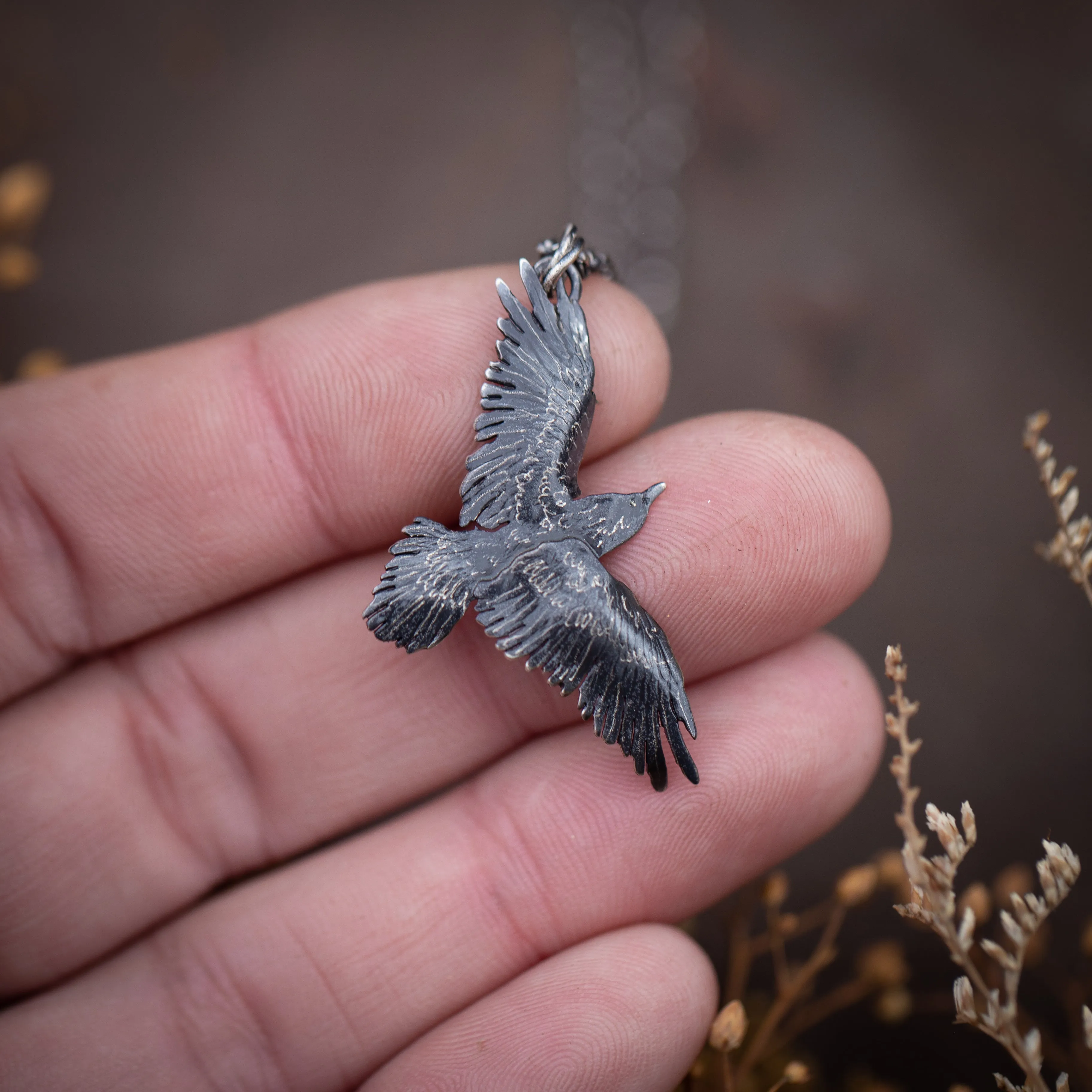 Sterling Silver Raven Necklaces