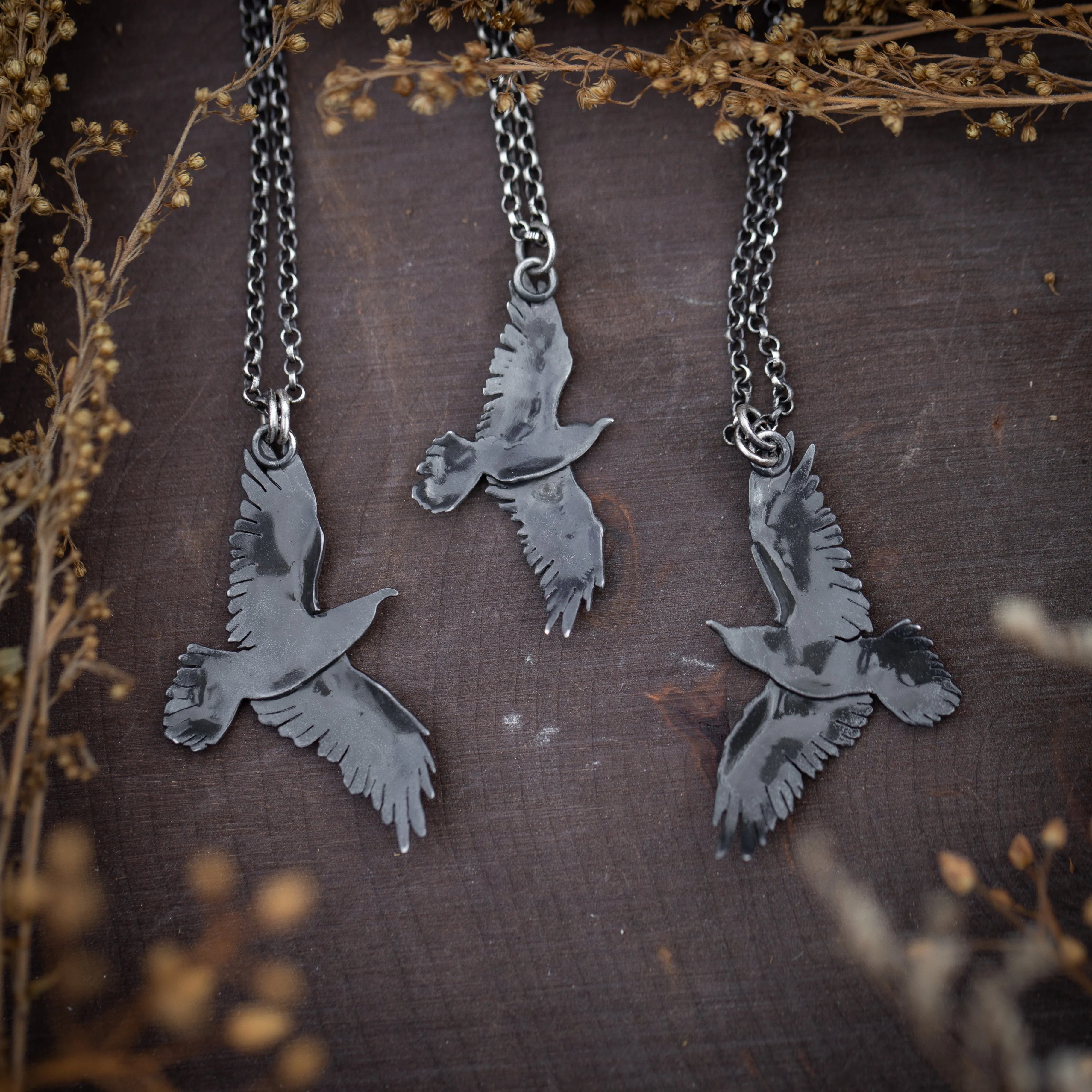 Sterling Silver Raven Necklaces
