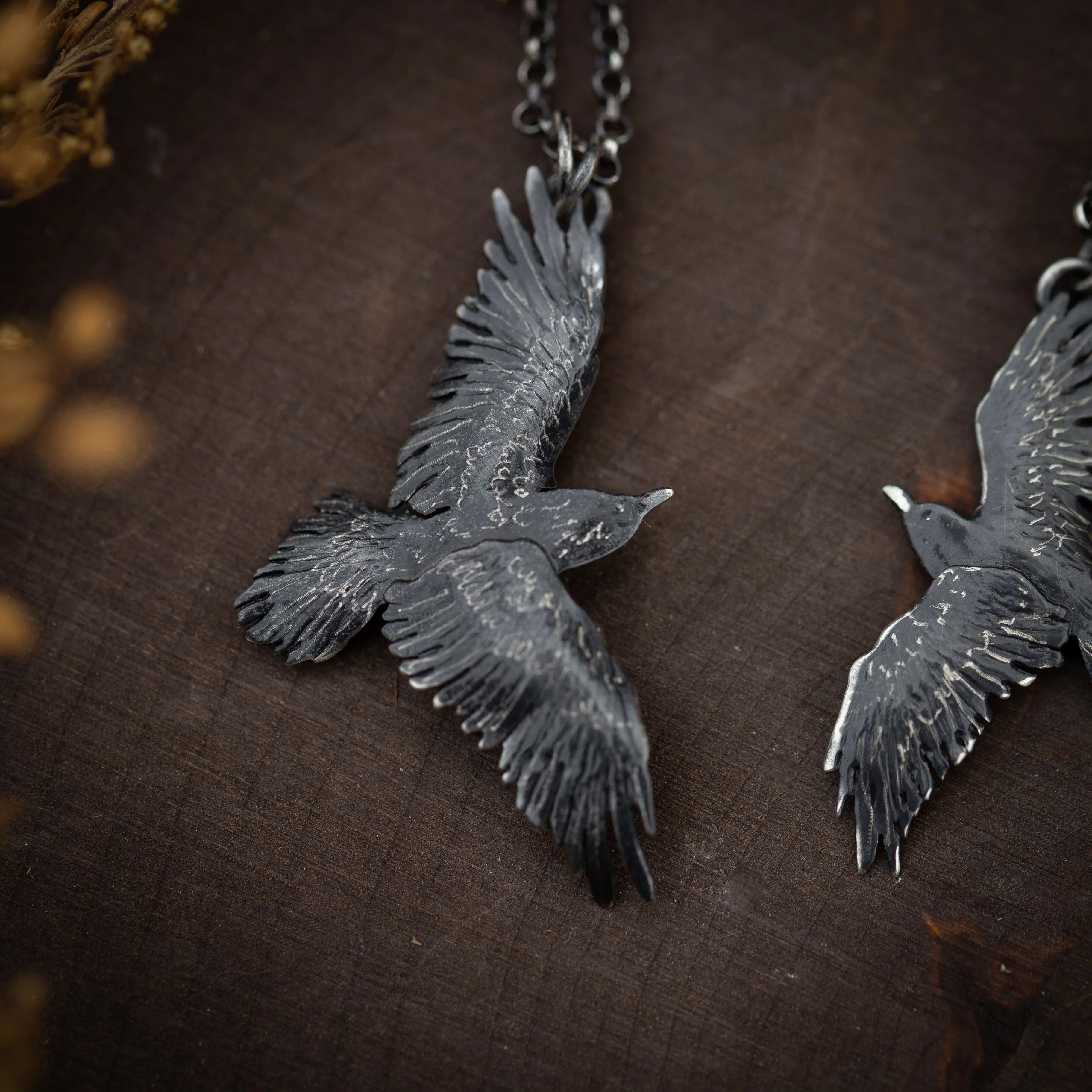 Sterling Silver Raven Necklaces