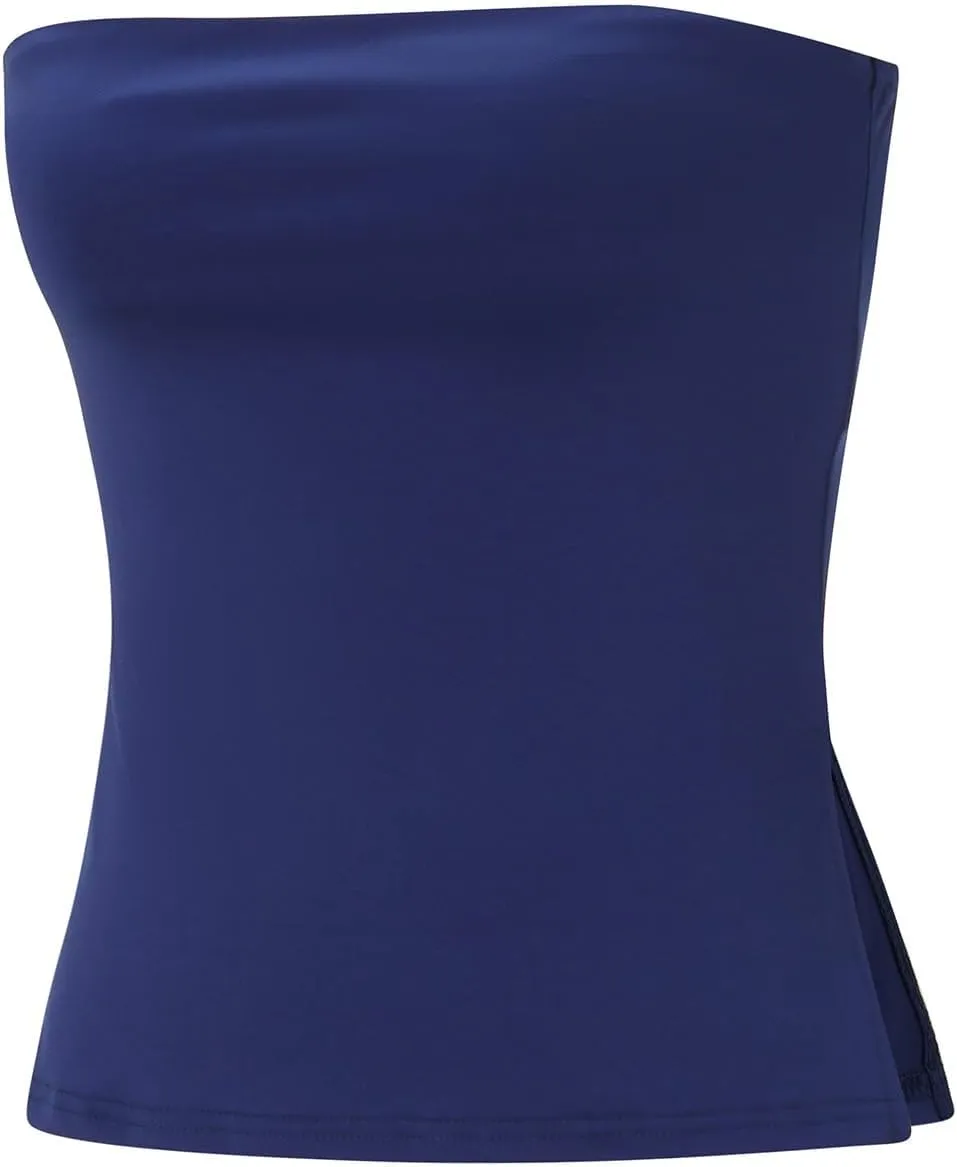 Strapless Tube Tops for Women Sexy Backless Off Shoulder Side Split Bustier Tops Summer Going Out Bandeau Top
