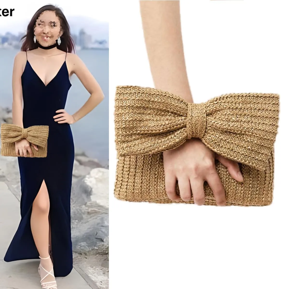 Straw Clutch Purses for Women Summer Bow Purse Handbags Beach Bag for Party Wedding Vacation