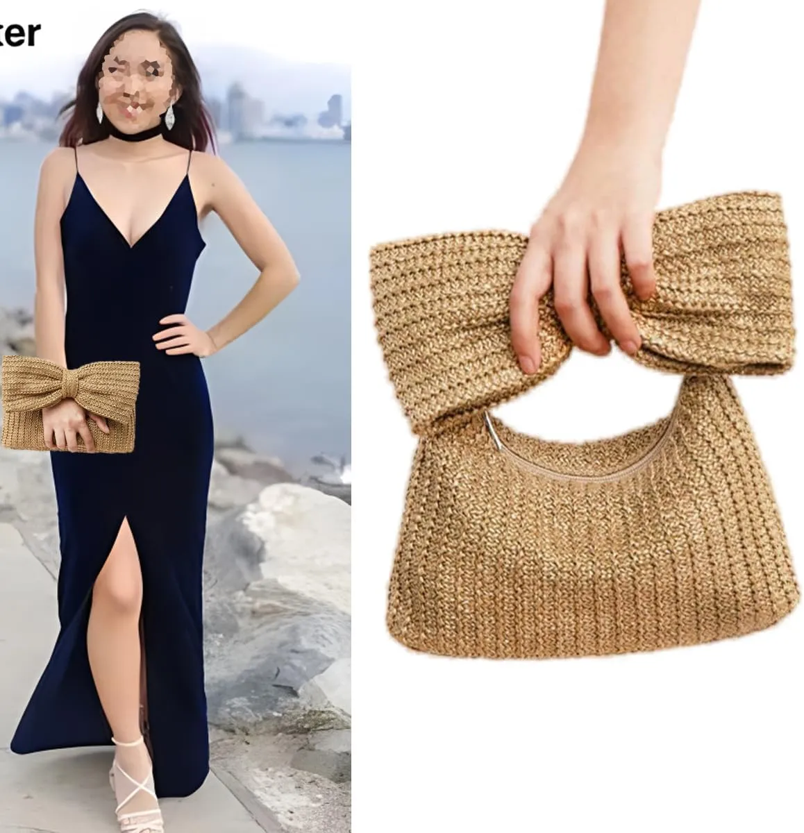 Straw Clutch Purses for Women Summer Bow Purse Handbags Beach Bag for Party Wedding Vacation