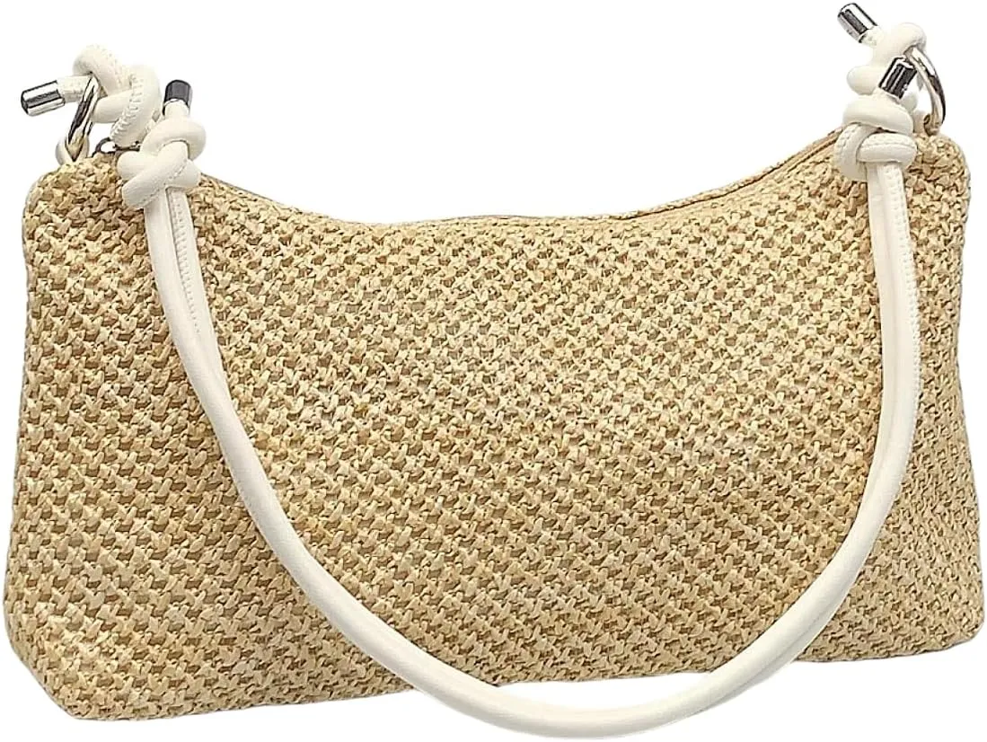 Straw Hobo Handbags for Women Fashion Woven Straw Shoulder Bag for Beach Holiday