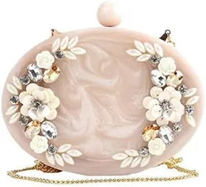 Stylish Clutch Bag Acrylic Clutches for Women Bridal Clutches for Wedding Celebrity Party Evening Marble Purse Floral Bridal Clutch Bag For Women's & Girls (Multicolor-2)