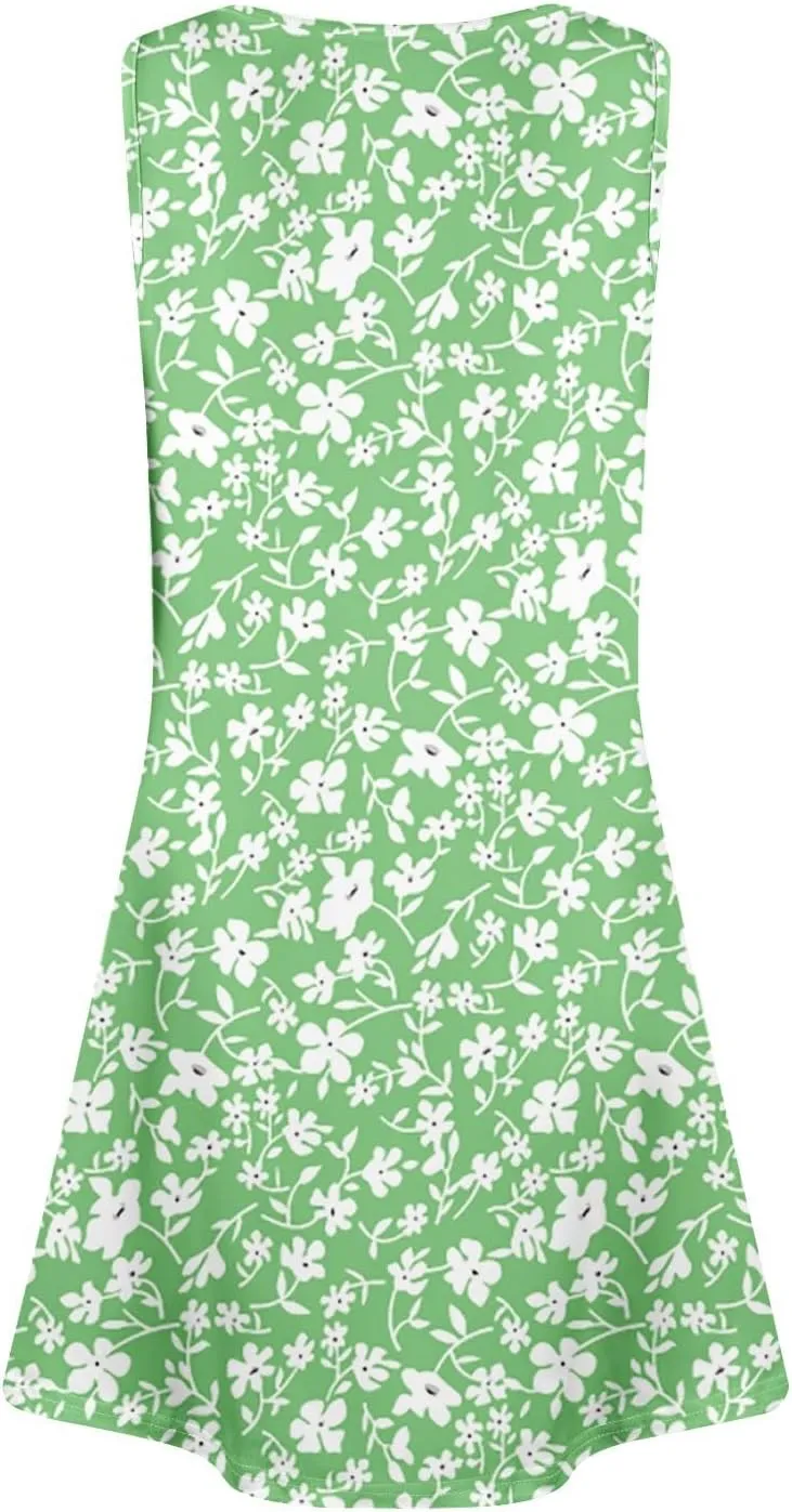 Summer Dresses for Women Casual Sleeveless Maxi Dresses Cute Floral Dress Wedding Guest Dress for Daily Traveling