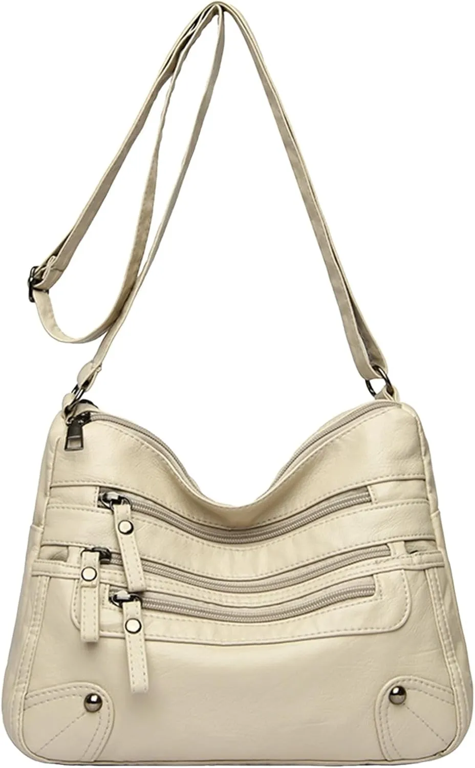 Summer Purses for Women 2025 Crossbody Retro Studded Crossbody Bags Small Shoulder Purses Travel Bag with Zipper(Beige)