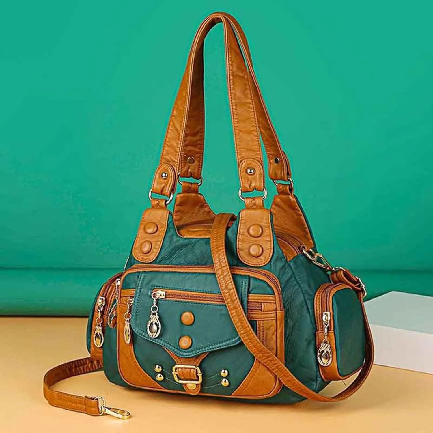 Summer Purses for Women 2025 Crossbody Retro Studded Crossbody Bags Small Shoulder Purses Womens Shoulder Purse(Green)