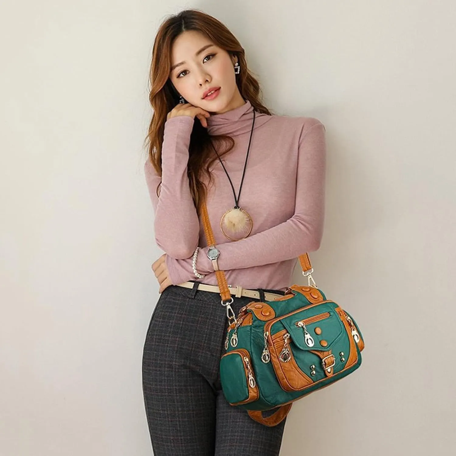 Summer Purses for Women 2025 Crossbody Retro Studded Crossbody Bags Small Shoulder Purses Womens Shoulder Purse(Green)