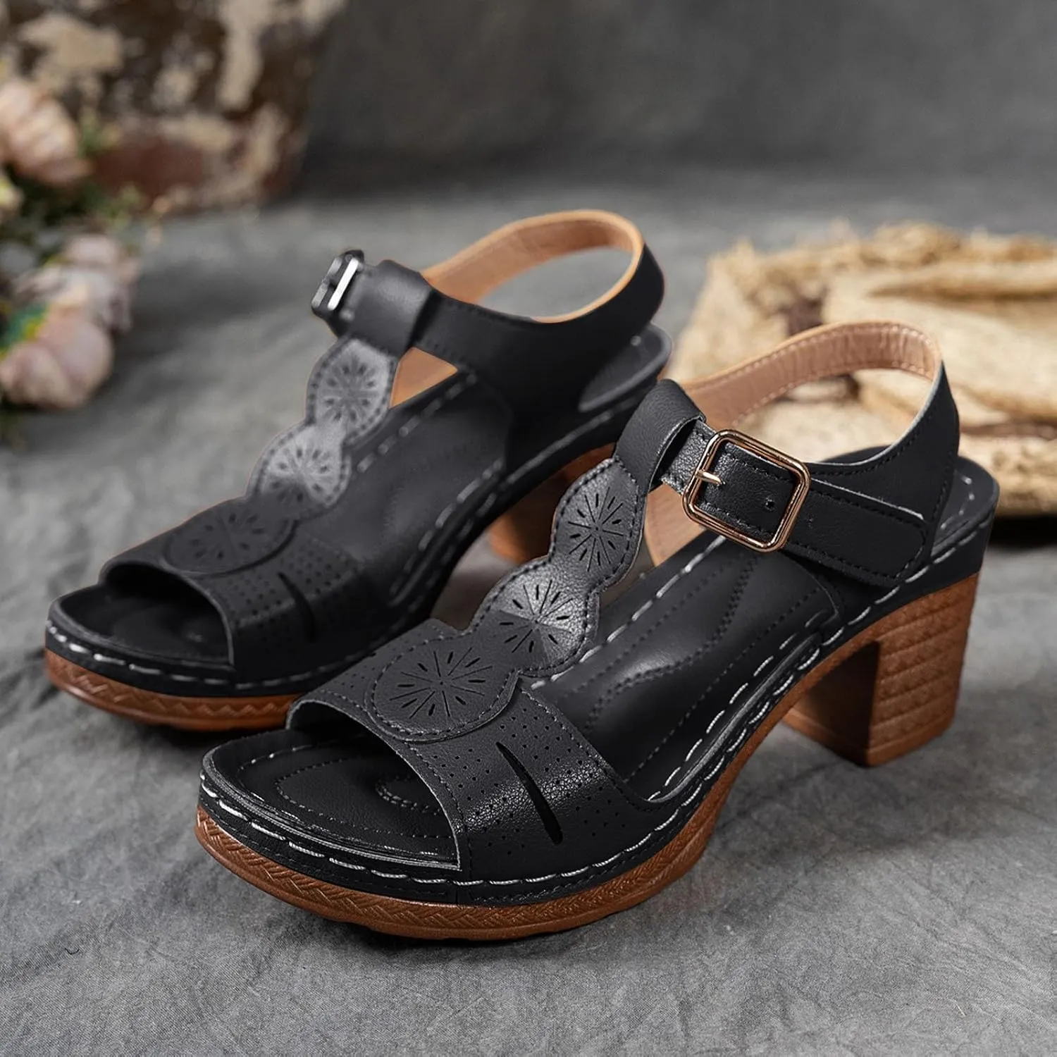 Summer Sandals for Women 2025 Orthtic Arch Support Flat Wedge Sandal Walking Open Toe Ankle Strap Comfortable Platform Slip-On Shoe for Beach Casual Vacation Party