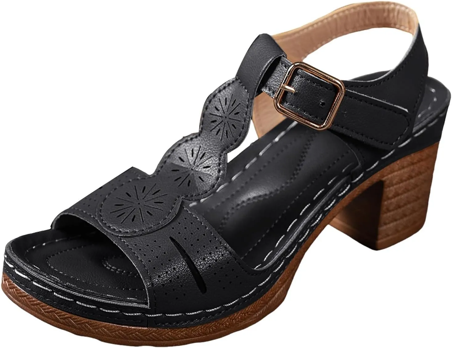 Summer Sandals for Women 2025 Orthtic Arch Support Flat Wedge Sandal Walking Open Toe Ankle Strap Comfortable Platform Slip-On Shoe for Beach Casual Vacation Party