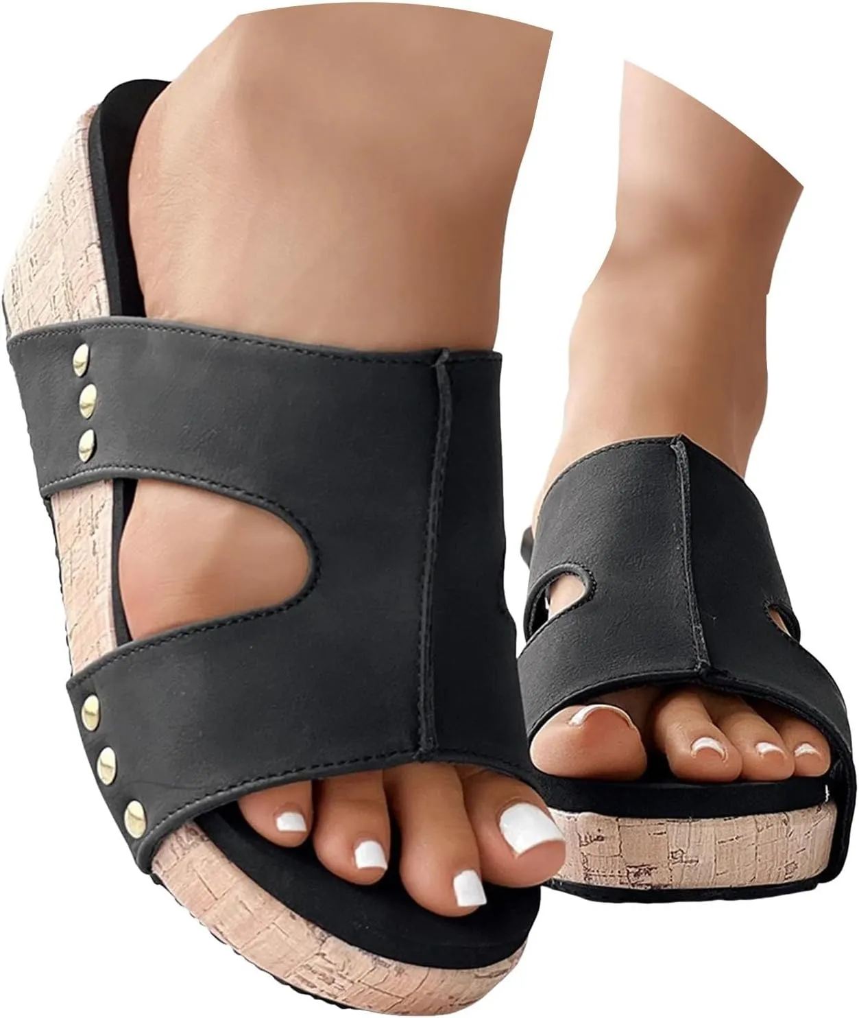 Summer Sandals for Women 2025 Platform Wedge Sandal Dressy Women's Open Toe Buckle Ankle Strap Wedges Slippers Ladies Comfortable Low Heel Wedding Party Dress Shoes