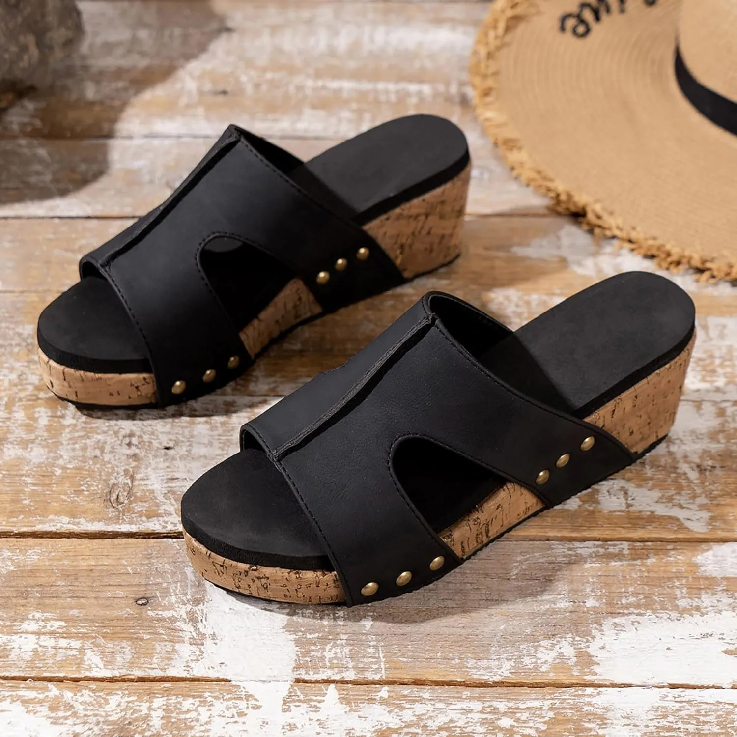 Summer Sandals for Women 2025 Platform Wedge Sandal Dressy Women's Open Toe Buckle Ankle Strap Wedges Slippers Ladies Comfortable Low Heel Wedding Party Dress Shoes
