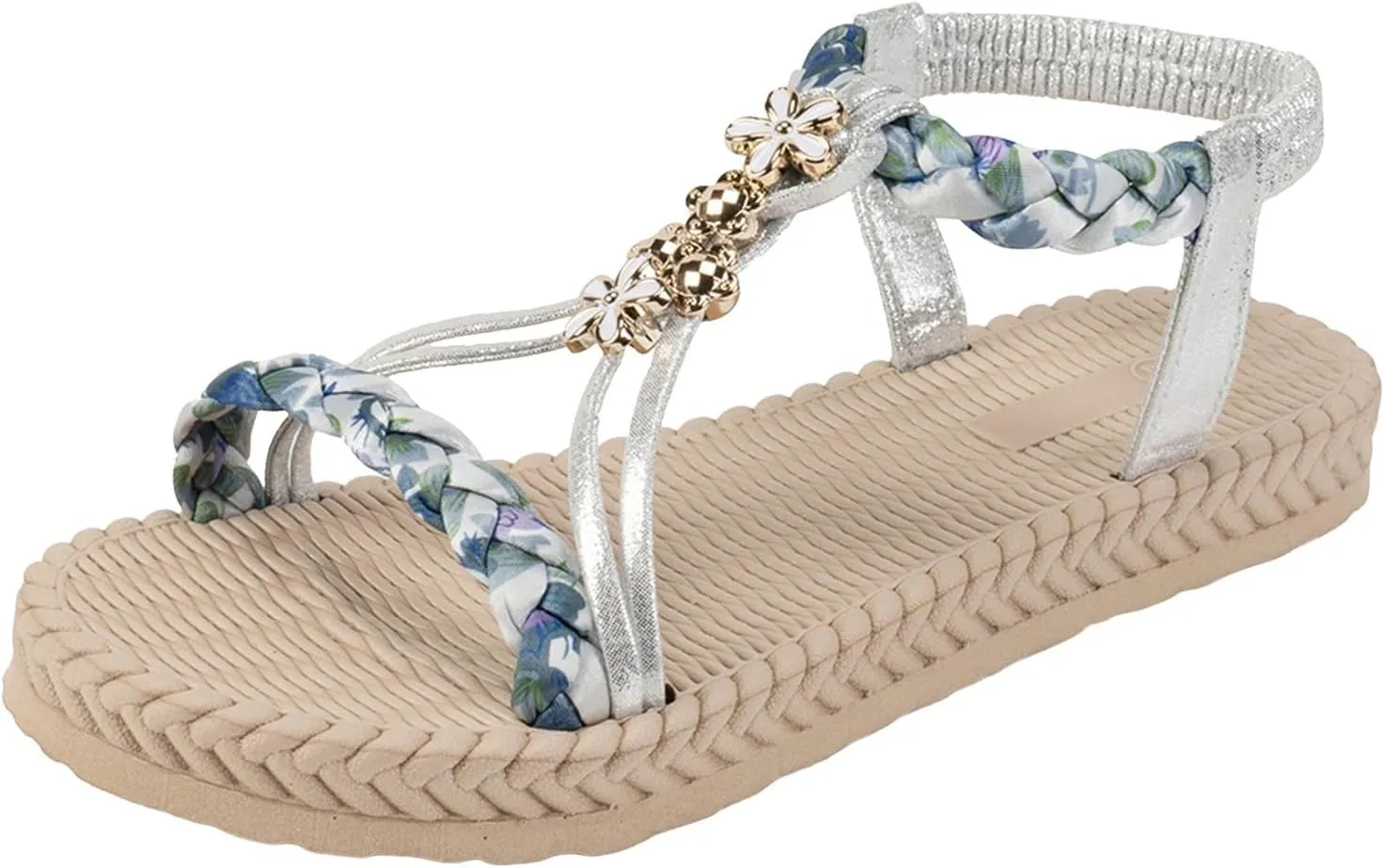 Summer Sandals for Women 2025 Trendy Dressy Womens Low Wedge Heels Sandal Shoes Platform Wedges Shoe Comfort Walking Non Slip Casual Beach Shoes Ankle Elastic Bohemian Woven Sandals