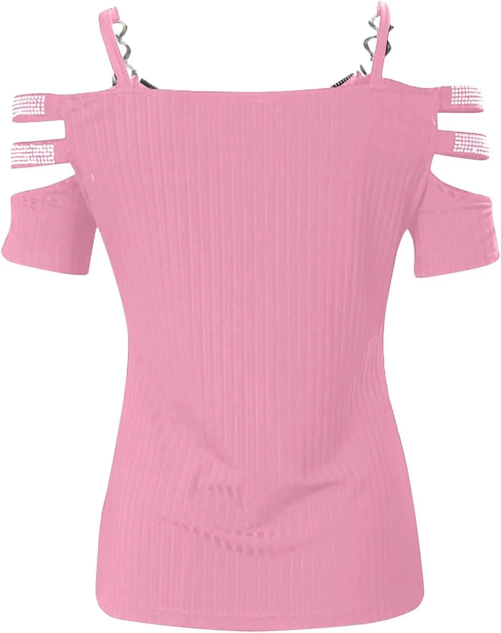 Summer Tops for Women Trendy Metal Chain Sleeveless Camisole Casual Dressy Off Shoulder Vest Zipper V-Neck Tank Tops