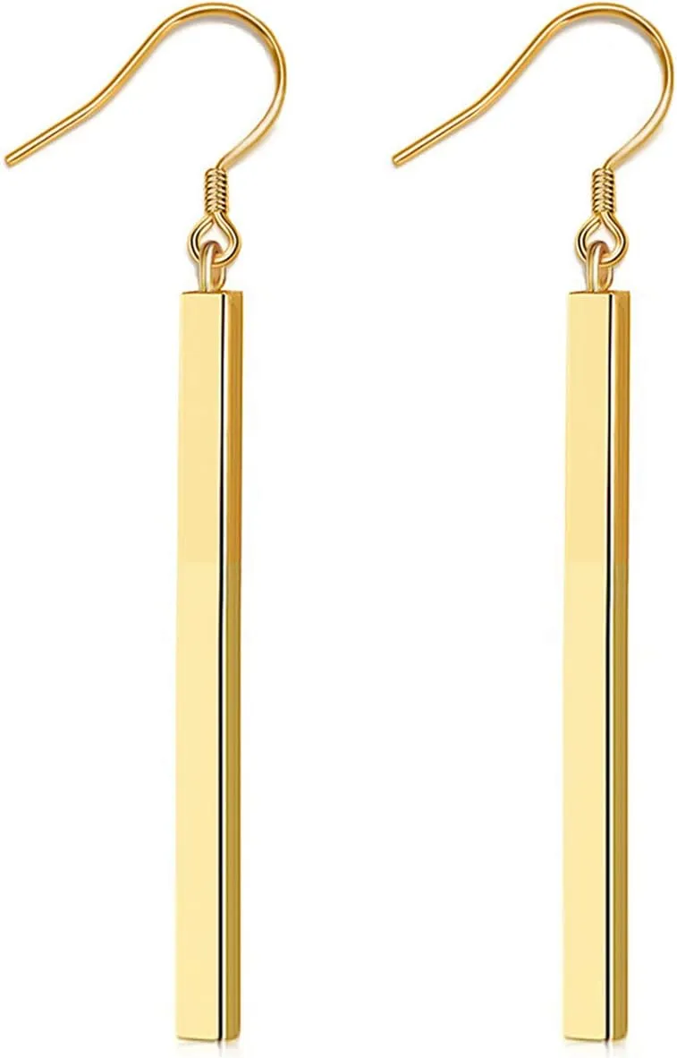 Suyi Minimalist Dainty Bar Stud Earrings Long Drop Dangle Earrings for Women