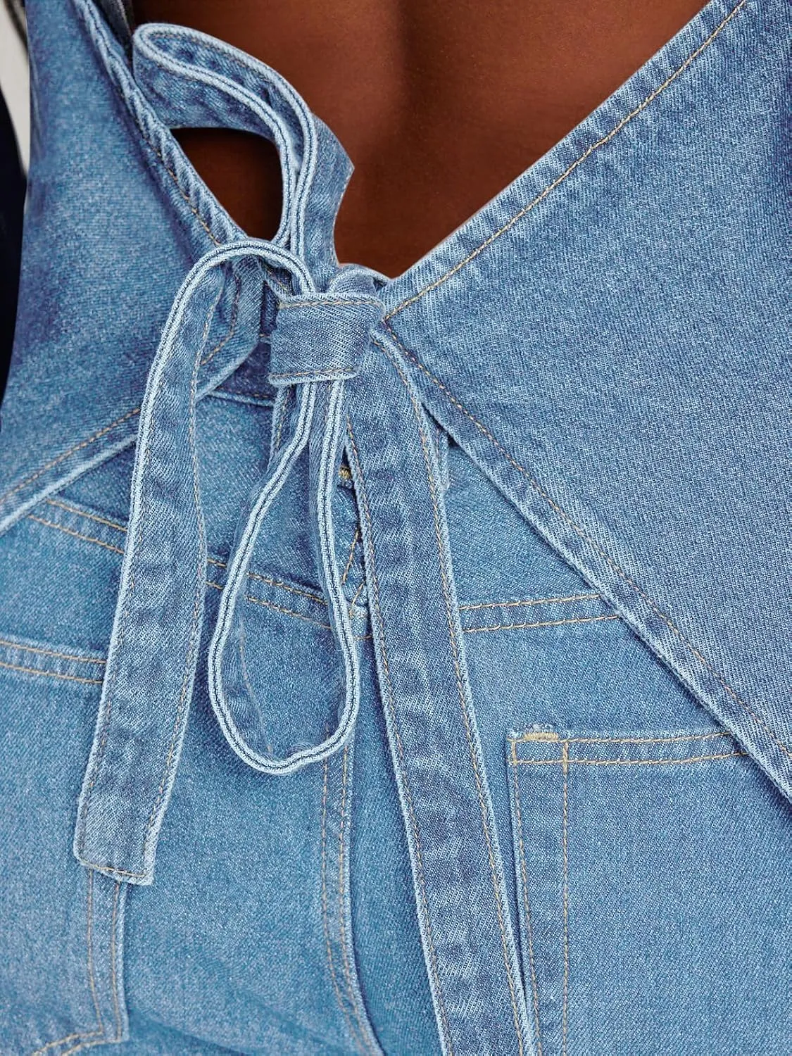 Tankaneo Womens Halter Denim Vest Tops Summer Open Back Y2K Going Out Tank Tops V Neck Button Down Jean Shirts