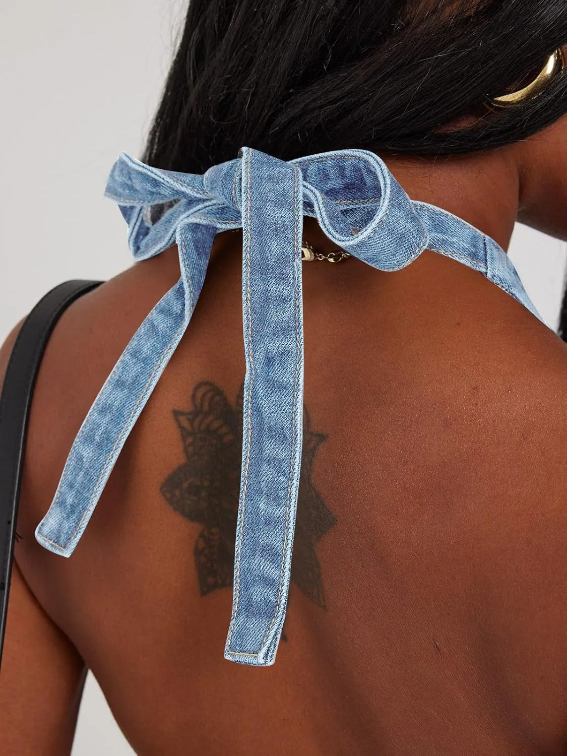 Tankaneo Womens Halter Denim Vest Tops Summer Open Back Y2K Going Out Tank Tops V Neck Button Down Jean Shirts