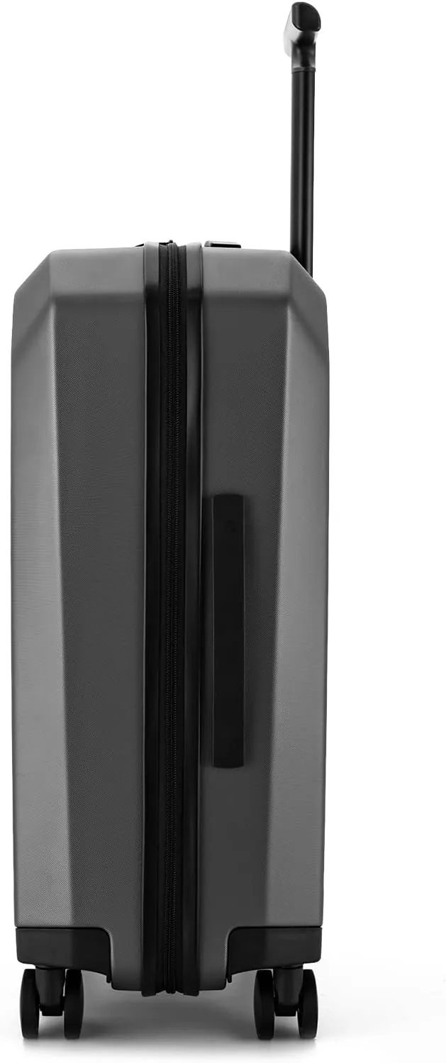 Ti Hard Shell Carry on Luggage Airline Approved, Carry on Suitcases with Wheels, Lightweight PC Luminous Textured Travel Luggage, TSA Approved, 20 Inch Carry-On (Storm Grey, Check-In 24-Inch)