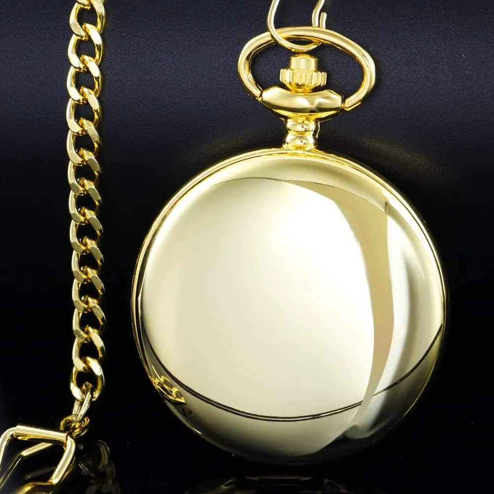 Tiong Smooth Pocket Watch,Personalized Pocket Watch,Customized Watches for Men,Engraved Pocket Watches for Fathers Day with Chain