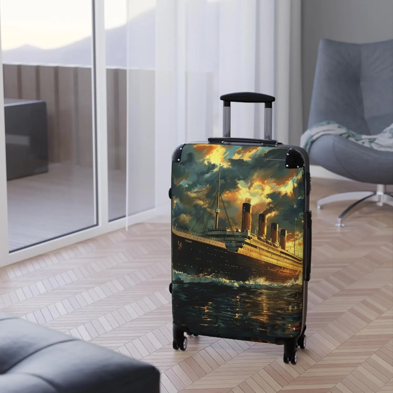 Titanic Hardside Luggage Case with Wheels, Polycarbonate Front, ABS Back, Telescopic Handle, Removable Lining (Medium)