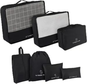 Toyvian Organizer Bags for Suitcases 7 Pcs Packing Cubes Mesh Flat Underwear Shoe Bags Compression Travel Storage
