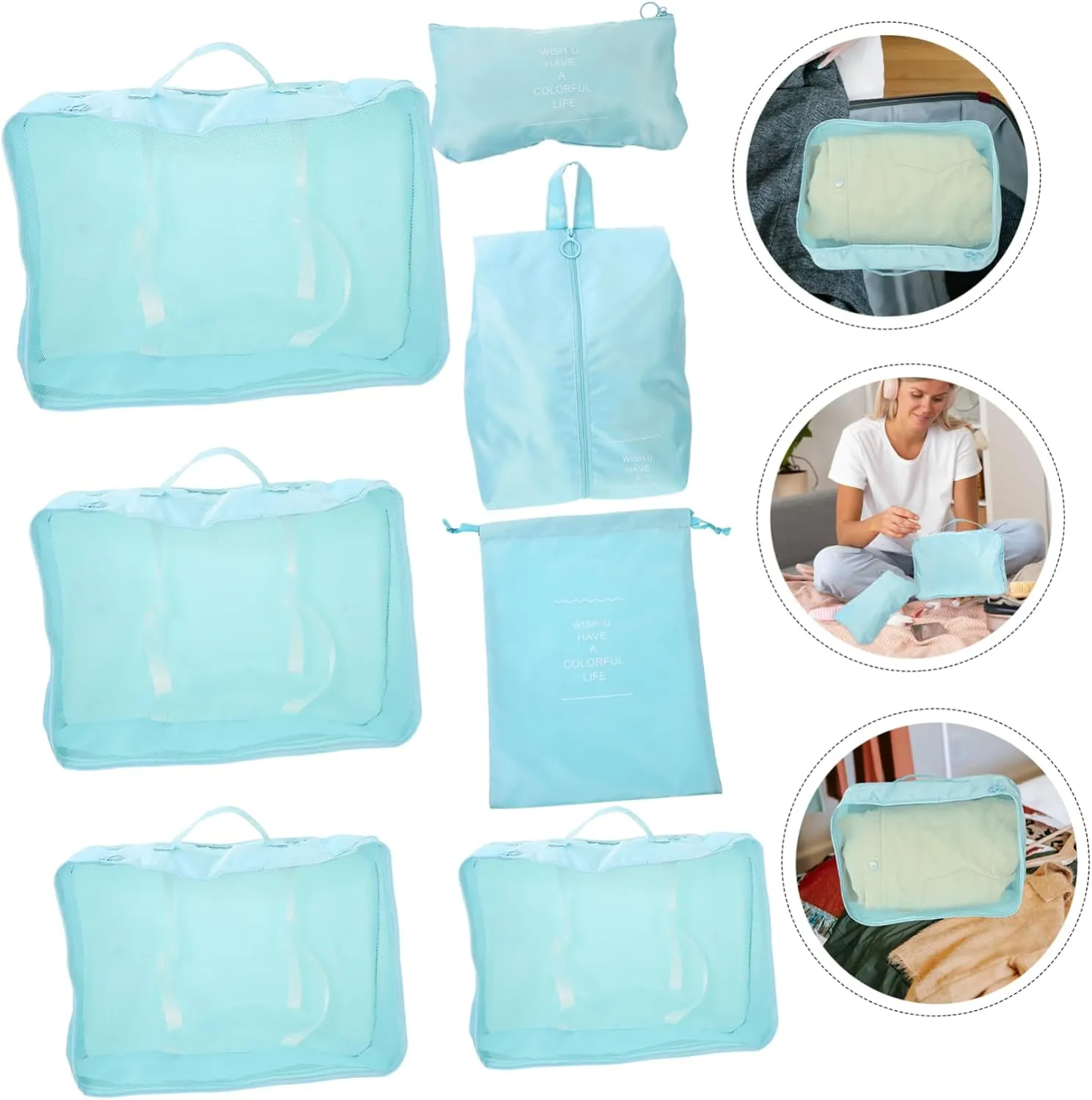 Travel Packing Cubes Set 7pcs Carry Bag Suitcase Organizer Packing Organizers Luggage Travel Essentials