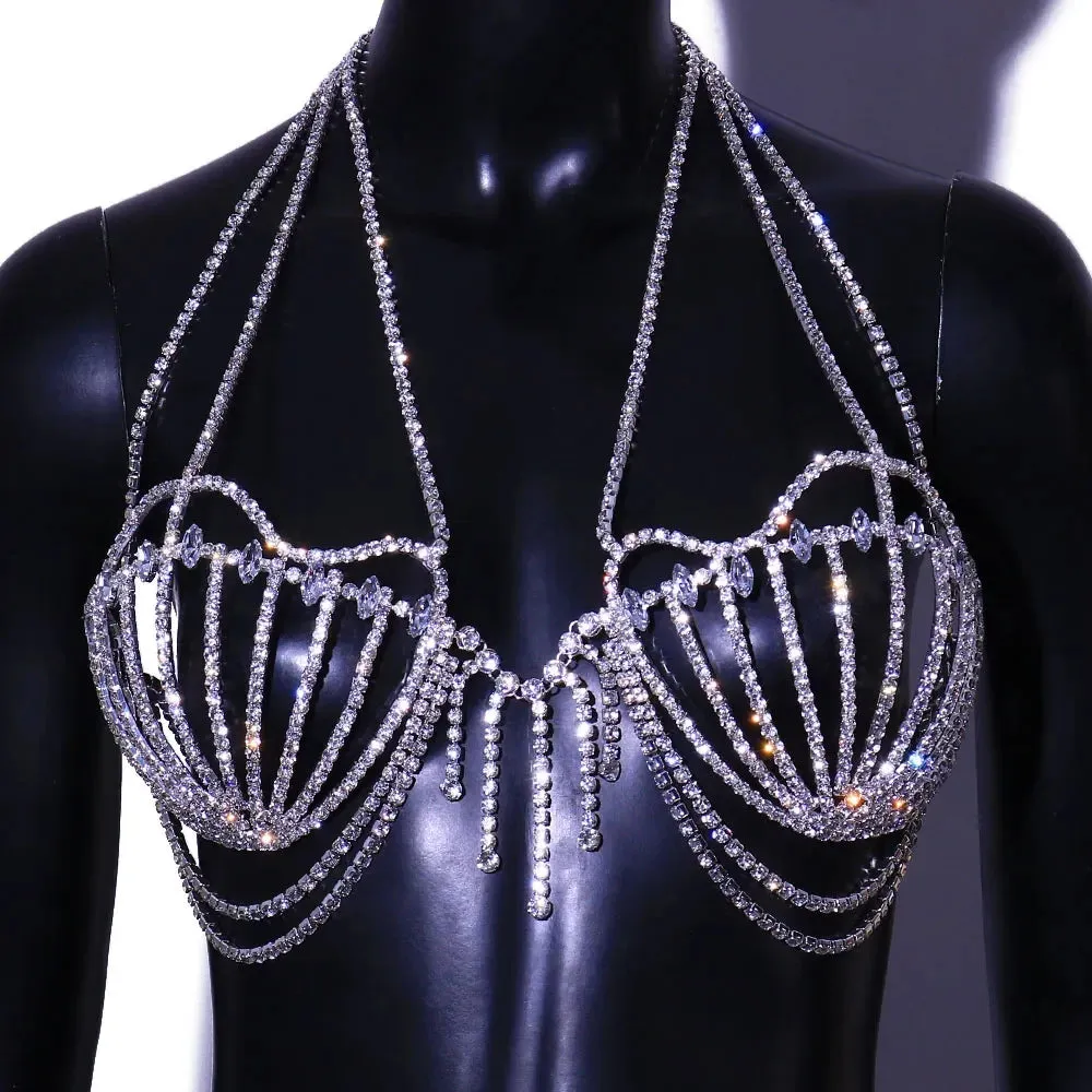 Trendy Rhinestone Bra Chain Body Jewelry