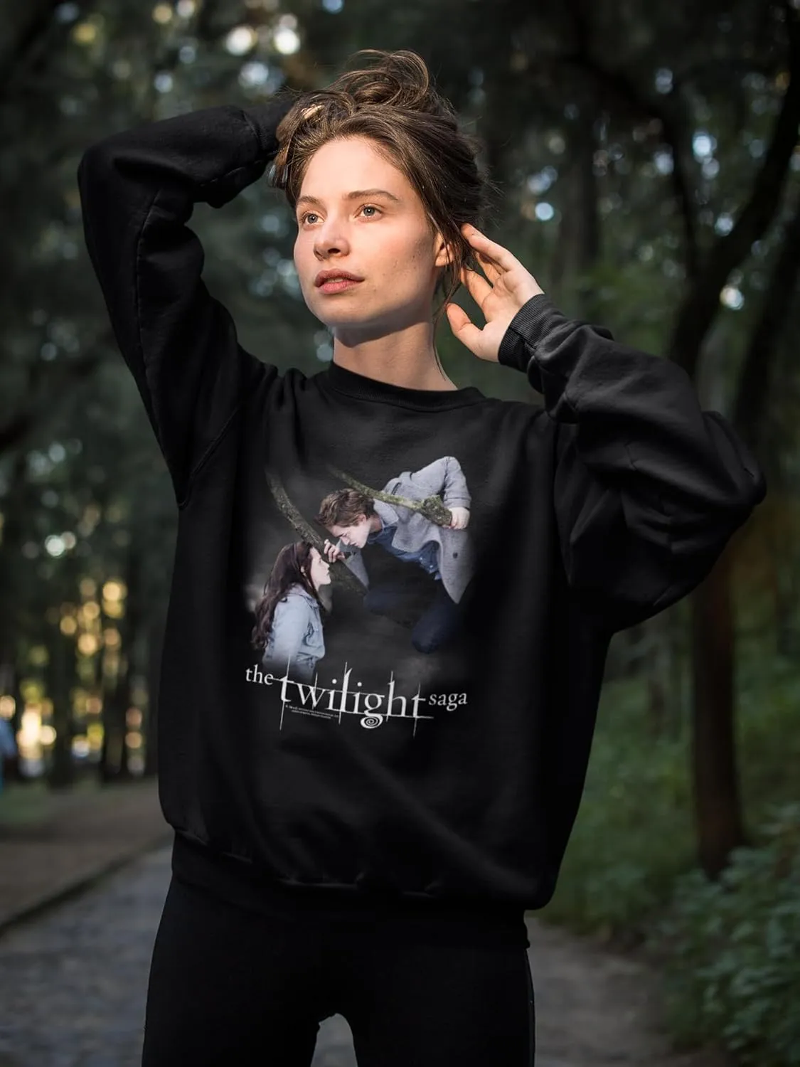 Twilight Saga Edward & Bella Cloudy Tree Adult Long Sleeve Sweatshirt Vampire Romance Graphic Prints