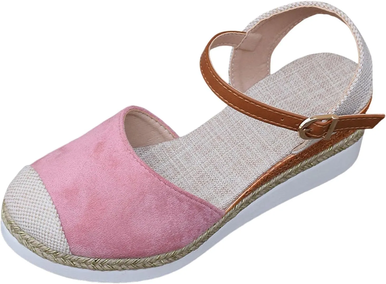 Vacation Slingback Court Wedges Sandals For Women Canvas Espadrille Wedge Shoes Sandals for Women Flat with Straps