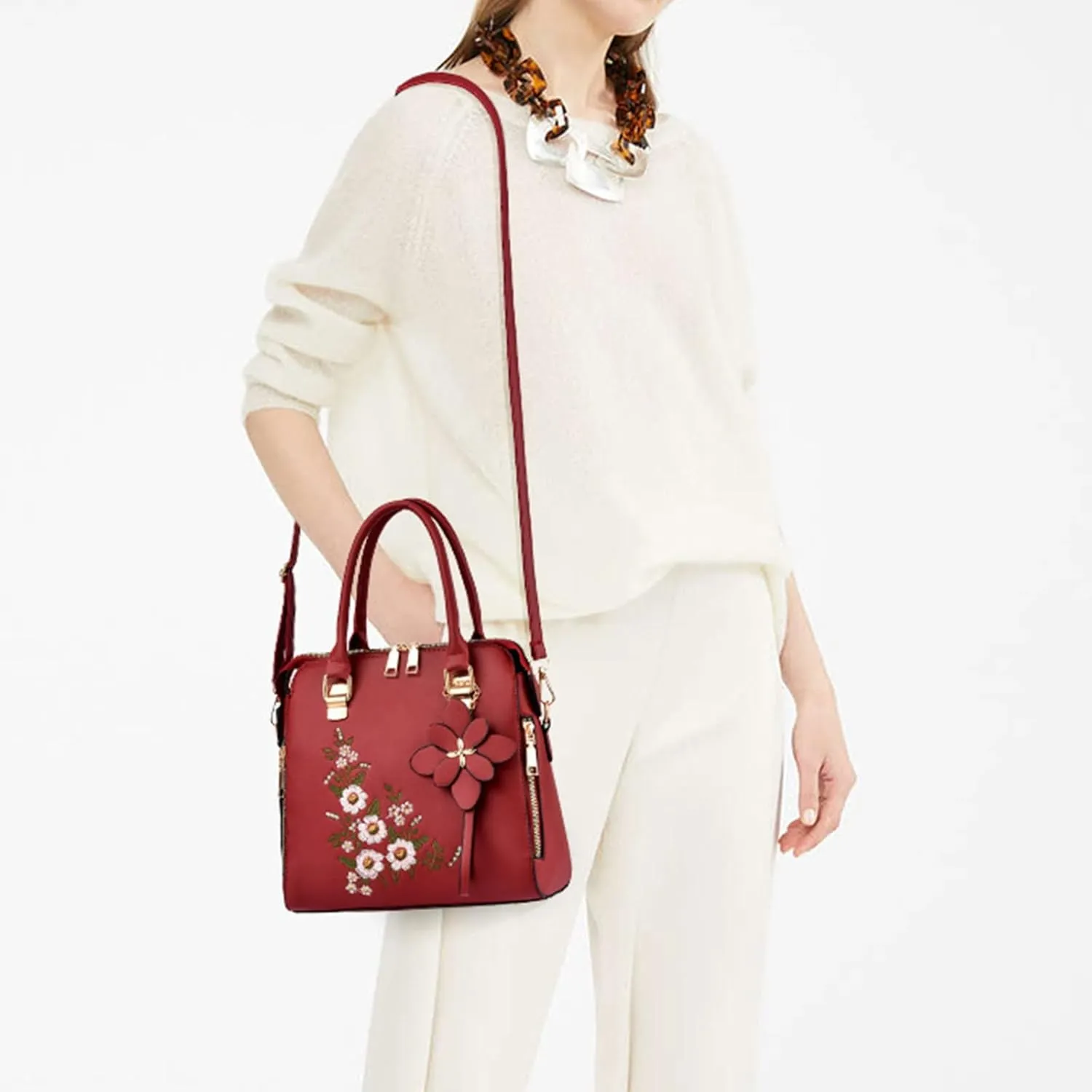 Vegan Leather Purses and Handbags for Women Genuine Leather Crossbody Bags for Women Slouchy Bag(RD1)