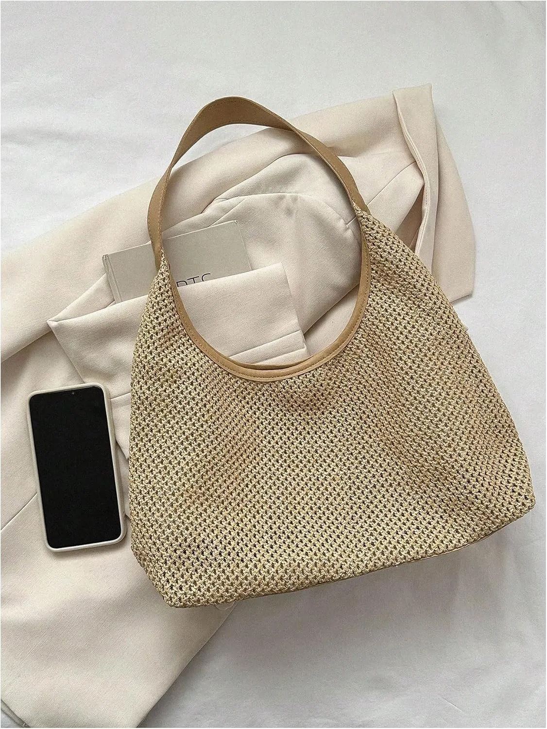 Verdusa Women's Straw Woven Tote Bag Holiday Beach Shoulder Bag