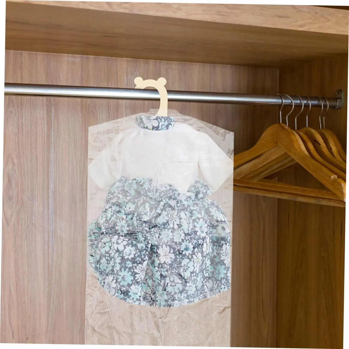 Wakauto 25pcs Plastic Clothes Storage Bag Thicken Cover for Travel Garment Bag Portable Dry Cleaning Hanging Cover