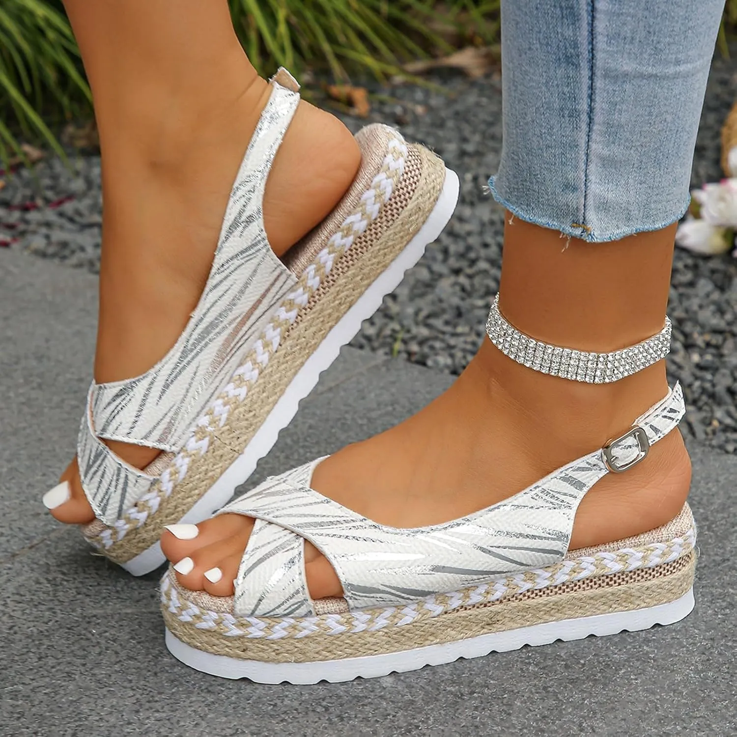 Wedge Sandals for Women Dressy Summer Espadrille Platform Wedge Heels Comfortable Open Toe Orthopedic Sandals Casual Dress Shoes