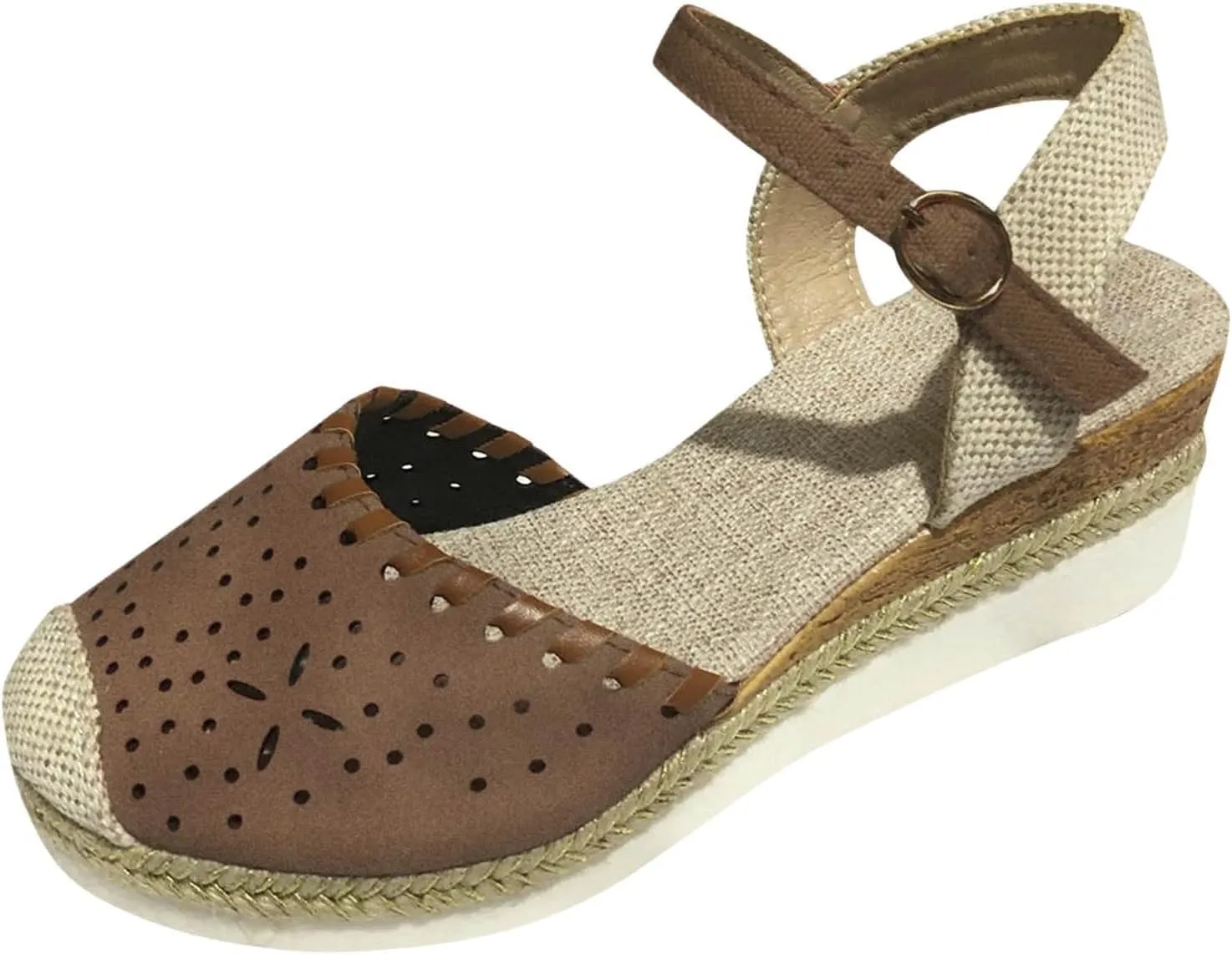 Wedge Sandals for Women Summer Arch Support Orthopedic Sandals, Hollow Open Toe Breathable Sandal Comfortable Ankle Strap Platform Sandal Slip on Outdoor Shoes