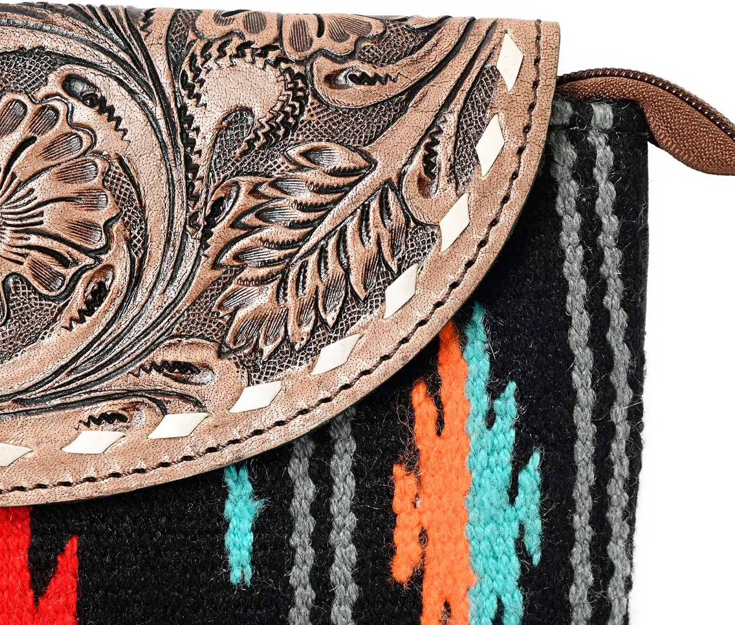 Women Monarch Mini Woolen Western Handmade Clutch Wallet- Zipper Foldover Clutch