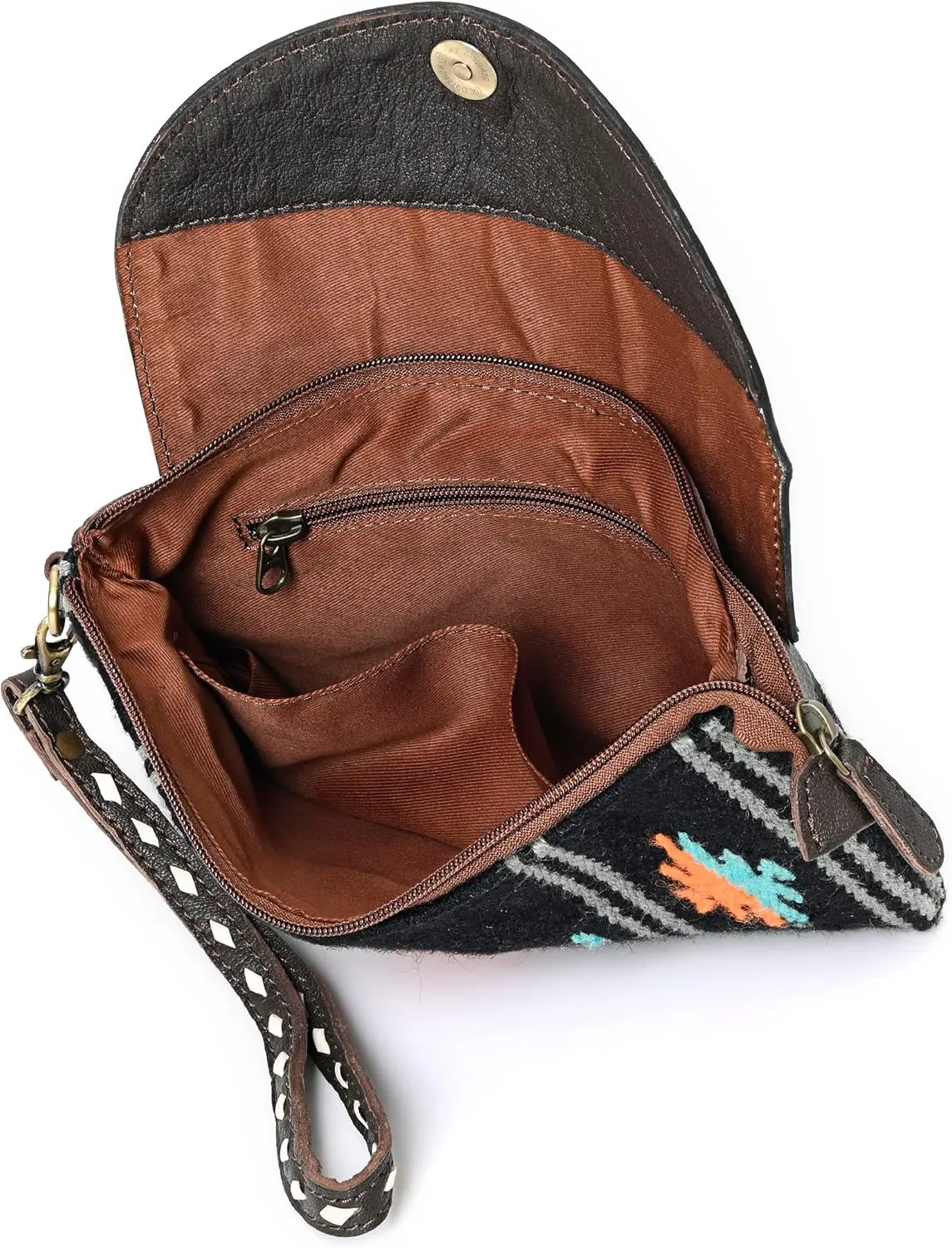 Women Monarch Mini Woolen Western Handmade Clutch Wallet- Zipper Foldover Clutch