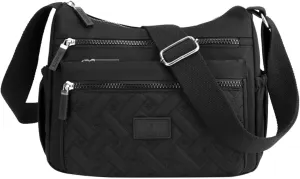 Women's Anti Theft Shoulder Bags Lightweight Quilted Leather Handbags for Women Beach Bag Water Proof Sandproof(Black)
