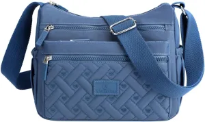 Women's Anti Theft Shoulder Bags Lightweight Quilted Leather Handbags for Women Beach Bag Water Proof Sandproof(Blue)