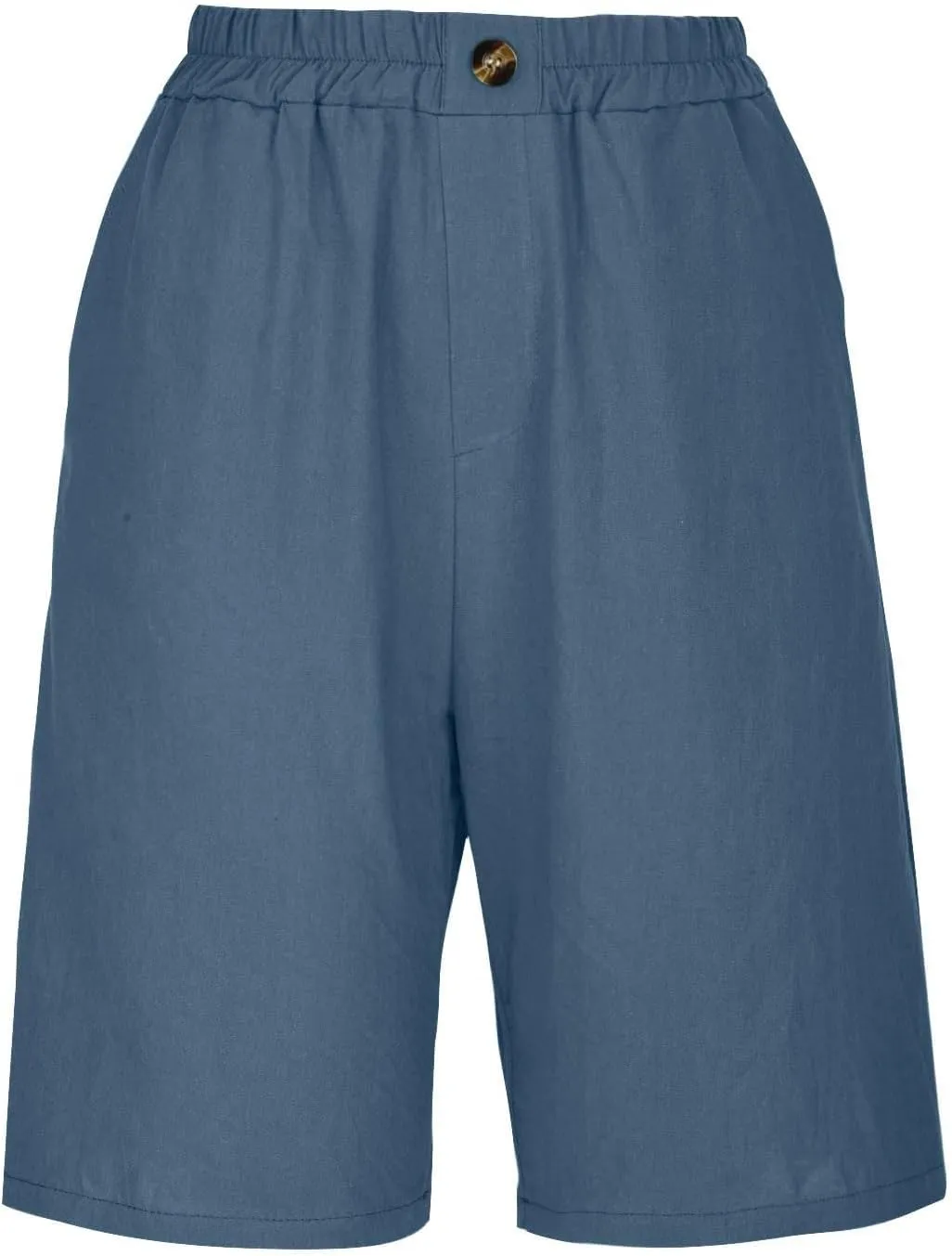 Womens Bermuda Shorts Knee Length High Waisted Wide Leg Linen Shorts Summer Cozy Loose Beach Long Short with Pockets