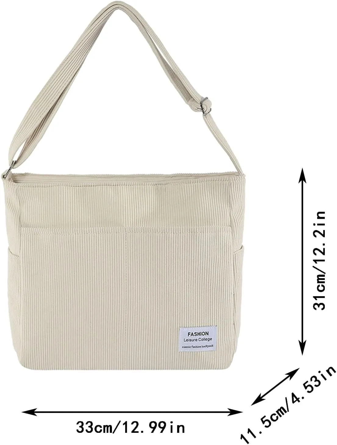 Women's Canvas Tote Bags with Zipper Beach Tote Shoulder Bags for Summer Vacation Cute Purse for Women Trendy(White)