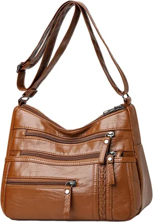 Women's Canvas Tote Bags with Zipper Stadium Crossbody Messenger Bags for Concerts Sporting Events Gifts for Mom(Brown)