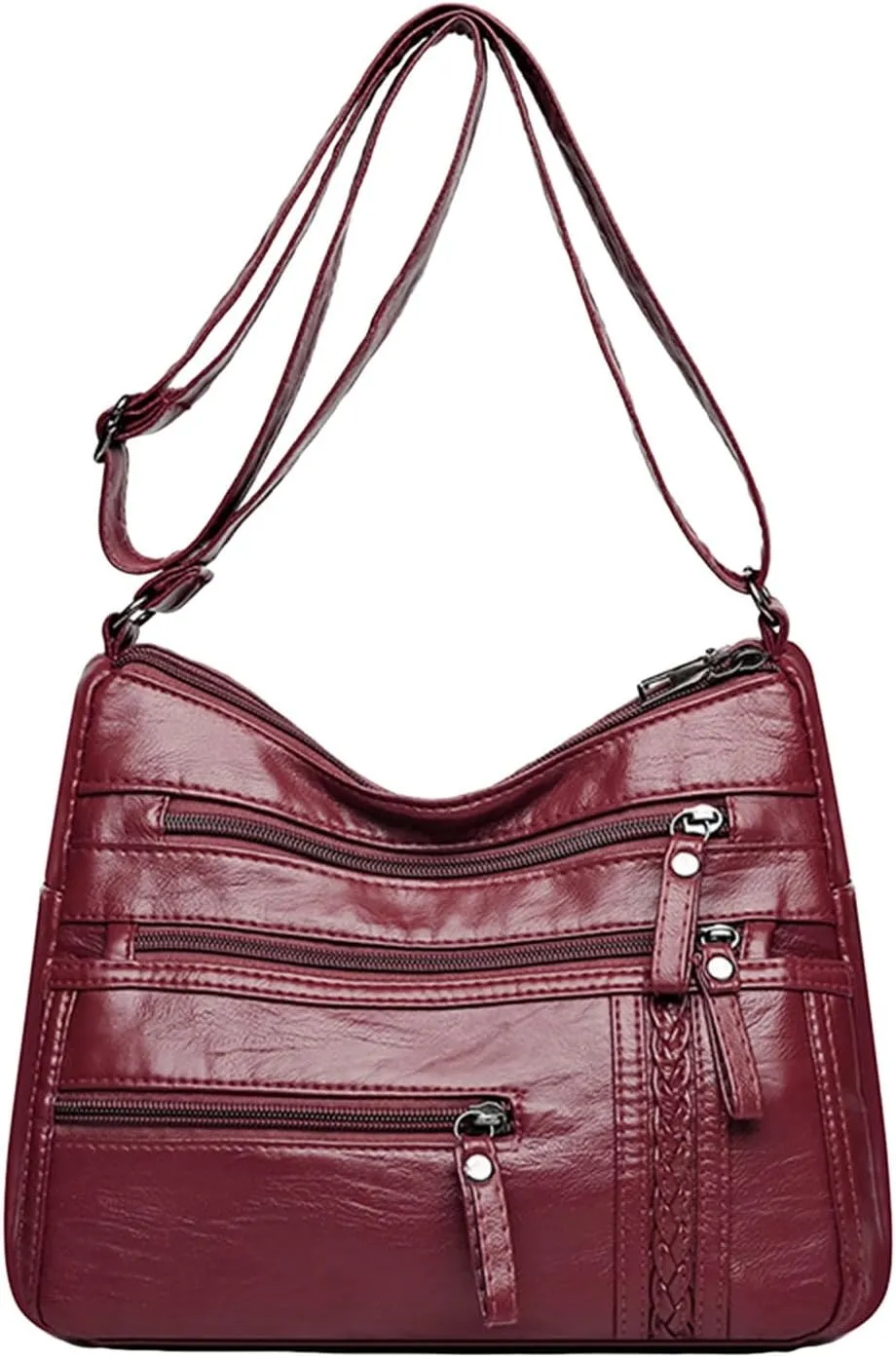 Women's Canvas Tote Bags with Zipper Stadium Crossbody Messenger Bags for Concerts Sporting Events Gifts for Mom(Red)