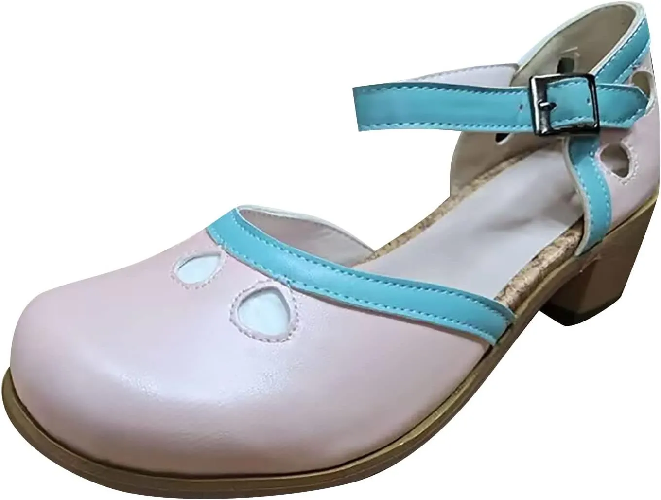 Women's Cute Colorblock Summer Sandal Hook and Eye High Heel Spring Vacation Casual Sandals Closed Toe Lovely Shoes