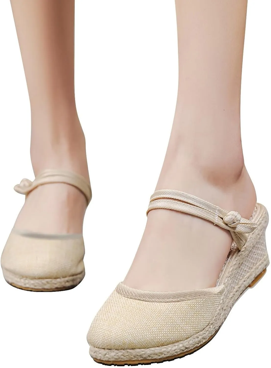 Womens Espadrille Wedges Summer Casual Platform Closed Toe Ankle Strap Sandals Lightweight Breathable Wedge Sandals Dress Shoes