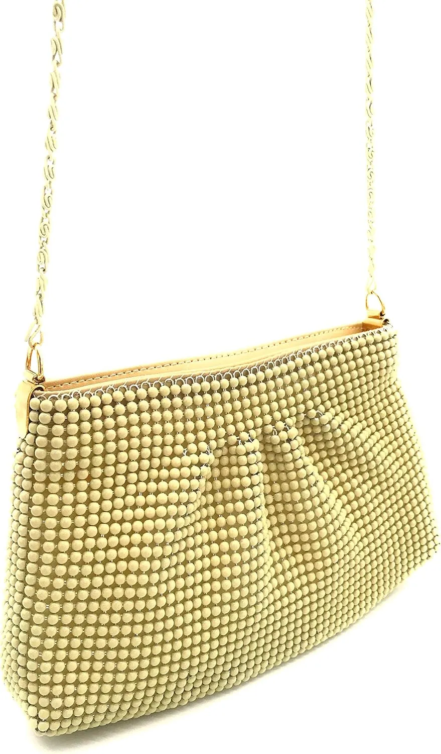 Women's Evening Clutches Metal Beaded Mesh Party Purse Bag